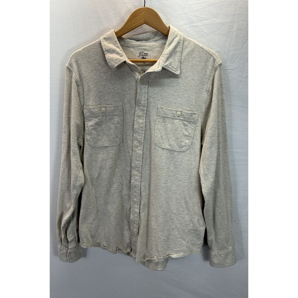 J. Crew Knit Goods Slub Yarn Cotton Casual Button Down Polo Men's L Beige Soft